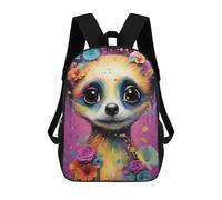 sinyumoney Children School Bag Colorful Meerkat with Flowers Printing Kid Backpack Travel Bagpack Boys Girls School Bag 17inch