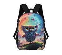 sinyumoney Children School Bag Colorful Owl Fantasy Scene Printing Kid Backpack Travel Bagpack Boys Girls School Bag 17inch