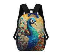 sinyumoney Children School Bag Colorful Peacock Artwork-13 Printing Kid Backpack Travel Bagpack Boys Girls School Bag 17inch