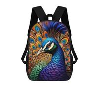 sinyumoney Children School Bag Colorful Peacock Artwork-15 Printing Kid Backpack Travel Bagpack Boys Girls School Bag 17inch