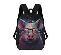 sinyumoney Children School Bag Colorful Pig Art Print-1 Printing Kid Backpack Travel Bagpack Boys Girls School Bag 17inch