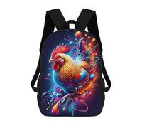 sinyumoney Children School Bag Colorful Rooster Artwork Printing Kid Backpack Travel Bagpack Boys Girls School Bag 17inch