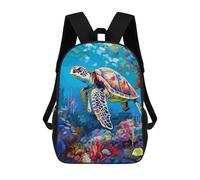 sinyumoney Children School Bag Colorful Sea Turtle Artwork Printing Kid Backpack Travel Bagpack Boys Girls School Bag 17inch