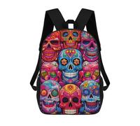 sinyumoney Children School Bag Colorful Sugar Skulls Artwork-1 Printing Kid Backpack Travel Bagpack Boys Girls School Bag 17inch
