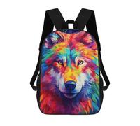 sinyumoney Children School Bag Colorful Wolf Portrait -14 Printing Kid Backpack Travel Bagpack Boys Girls School Bag 17inch