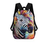 sinyumoney Children School Bag Colorful Zebra Artwork Printing Kid Backpack Travel Bagpack Boys Girls School Bag 17inch