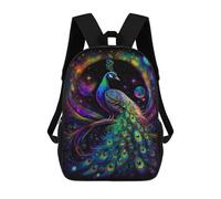 sinyumoney Children School Bag Cosmic Peacock Fantasy Printing Kid Backpack Travel Bagpack Boys Girls School Bag 17inch