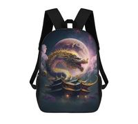 sinyumoney Children School Bag Dragon's Moonlit Palace Printing Kid Backpack Travel Bagpack Boys Girls School Bag 17inch