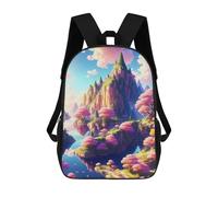 sinyumoney Children School Bag Fantasy Island with Pink Trees Printing Kid Backpack Travel Bagpack Boys Girls School Bag 17inch