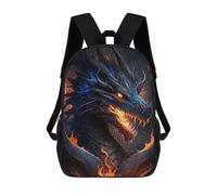 sinyumoney Children School Bag Fiery Dragon Artwork -1 Printing Kid Backpack Travel Bagpack Boys Girls School Bag 17inch