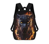 sinyumoney Children School Bag Flaming Leopard Portrait -1 Printing Kid Backpack Travel Bagpack Boys Girls School Bag 17inch