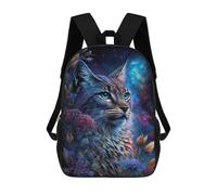sinyumoney Children School Bag Galactic Lynx Celestial Feline Artwork Printing Kid Backpack Travel Bagpack Boys Girls School Bag 17inch