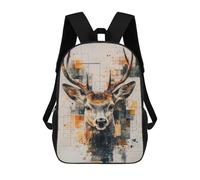 sinyumoney Children School Bag Geometric Deer Portrait Printing Kid Backpack Travel Bagpack Boys Girls School Bag 17inch