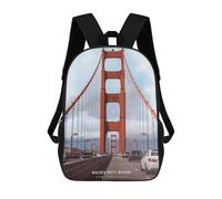 sinyumoney Children School Bag Golden Gate Bridge Artwork Printing Kid Backpack Travel Bagpack Boys Girls School Bag 17inch