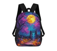 sinyumoney Children School Bag Halloween Night Cemetery Scene Printing Kid Backpack Travel Bagpack Boys Girls School Bag 17inch