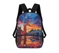 sinyumoney Children School Bag London Sunset Reflections-1 Printing Kid Backpack Travel Bagpack Boys Girls School Bag 17inch
