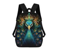 sinyumoney Children School Bag Magical Peacock Artwork Printing Kid Backpack Travel Bagpack Boys Girls School Bag 17inch