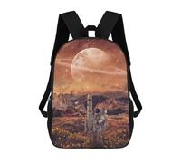 sinyumoney Children School Bag Moon Landing Astronaut's Journey Printing Kid Backpack Travel Bagpack Boys Girls School Bag 17inch