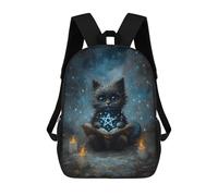 sinyumoney Children School Bag Mystical Cat Reading Spellbook Printing Kid Backpack Travel Bagpack Boys Girls School Bag 17inch
