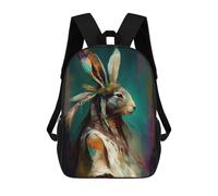 sinyumoney Children School Bag Native Rabbit Spirit Printing Kid Backpack Travel Bagpack Boys Girls School Bag 17inch
