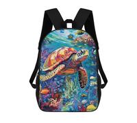 sinyumoney Children School Bag Ocean Life Turtle Paradise Printing Kid Backpack Travel Bagpack Boys Girls School Bag 17inch