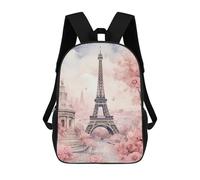 sinyumoney Children School Bag Parisian Romance Eiffel Tower in Bloom Printing Kid Backpack Travel Bagpack Boys Girls School Bag 17inch