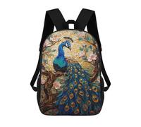 sinyumoney Children School Bag Peacock Mosaic Artwork Printing Kid Backpack Travel Bagpack Boys Girls School Bag 17inch