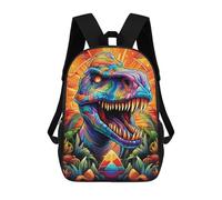 sinyumoney Children School Bag Rainbow Dinosaur in Fantasy Land Printing Kid Backpack Travel Bagpack Boys Girls School Bag 17inch