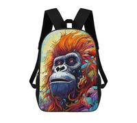 sinyumoney Children School Bag Rainbow Gorilla Portrait -1 Printing Kid Backpack Travel Bagpack Boys Girls School Bag 17inch