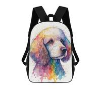 sinyumoney Children School Bag Rainbow Poodle Watercolor Art Print Printing Kid Backpack Travel Bagpack Boys Girls School Bag 17inch