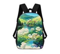 sinyumoney Children School Bag Serene Lake Reflections Printing Kid Backpack Travel Bagpack Boys Girls School Bag 17inch
