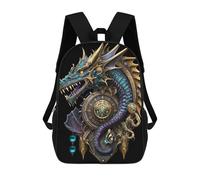 sinyumoney Children School Bag Steampunk Dragon Artwork-2 Printing Kid Backpack Travel Bagpack Boys Girls School Bag 17inch