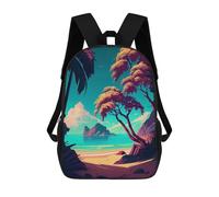 sinyumoney Children School Bag Tropical Paradise Beach-1 Printing Kid Backpack Travel Bagpack Boys Girls School Bag 17inch
