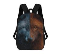 sinyumoney Children School Bag Two-faced Wolf Unique Coloration Printing Kid Backpack Travel Bagpack Boys Girls School Bag 17inch