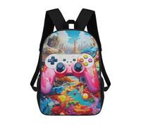 sinyumoney Children School Bag Vibrant Gaming Controller Fantasy Printing Kid Backpack Travel Bagpack Boys Girls School Bag 17inch