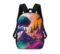 sinyumoney Children School Bag Whimsical Forest Dreamscape Printing Kid Backpack Travel Bagpack Boys Girls School Bag 17inch