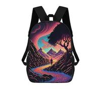 sinyumoney Children School Bag Whimsical Journey Through Colorful Landscapes -1 Printing Kid Backpack Travel Bagpack Boys Girls School Bag 17inch