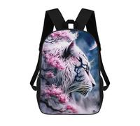 sinyumoney Children School Bag White Tiger Moonlit Blossom Printing Kid Backpack Travel Bagpack Boys Girls School Bag 17inch