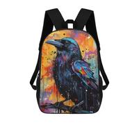 sinyumoney Children's Backpack 3D Abstract Raven Watercolor Printed Bags Schoolbag Lightweight School Bags Fashion Fun Knapsack Student Daypack for Children 17inch