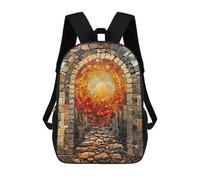 sinyumoney Children's Backpack 3D Archway to The Sun Mosaic Printed Bags Schoolbag Lightweight School Bags Fashion Fun Knapsack Student Daypack for Children 17inch