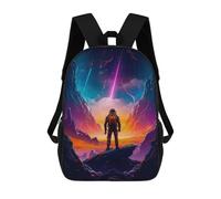 sinyumoney Children's Backpack 3D Astronaut Colorful View Printed Bags Schoolbag Lightweight School Bags Fashion Fun Knapsack Student Daypack for Children 17inch