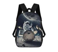 sinyumoney Children'S Backpack 3D Astronaut Playing Drums Printed Bags Schoolbag Lightweight School Bags Fashion Fun Knapsack Student Daypack For Children 17inch