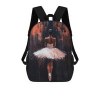 sinyumoney Children's Backpack 3D Ballet Dancer in Red The Shadow of Ballet Artistic Expression Printed Bags Schoolbag Lightweight School Bags Fashion Fun Knapsack Student Daypack for Children 17inch