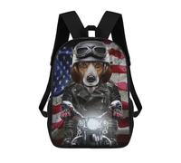 sinyumoney Children'S Backpack 3D Beagle Dog on Motorcycle Printed Bags Schoolbag Lightweight School Bags Fashion Fun Knapsack Student Daypack For Children 17inch