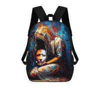 sinyumoney Children'S Backpack 3D Behind The Mask - Abstract Expressionism Printed Bags Schoolbag Lightweight School Bags Fashion Fun Knapsack Student Daypack For Children 17inch