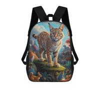 sinyumoney Children's Backpack 3D Beyond Bobcat Reality Printed Bags Schoolbag Lightweight School Bags Fashion Fun Knapsack Student Daypack for Children 17inch