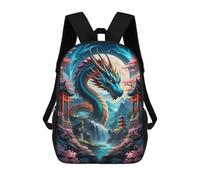 sinyumoney Children's Backpack 3D Blue Dragon Angry Fantasy Printed Bags Schoolbag Lightweight School Bags Fashion Fun Knapsack Student Daypack for Children 17inch
