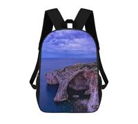 sinyumoney Children's Backpack 3D Blue Grotto At Dawn Printed Bags Schoolbag Lightweight School Bags Fashion Fun Knapsack Student Daypack for Children 17inch