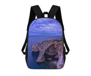 sinyumoney Children's Backpack 3D Blue Grotto At Dawn Printed Bags Schoolbag Lightweight School Bags Fashion Fun Knapsack Student Daypack for Children 17inch