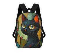 sinyumoney Children'S Backpack 3D Cat in Cubist Colors Printed Bags Schoolbag Lightweight School Bags Fashion Fun Knapsack Student Daypack For Children 17inch